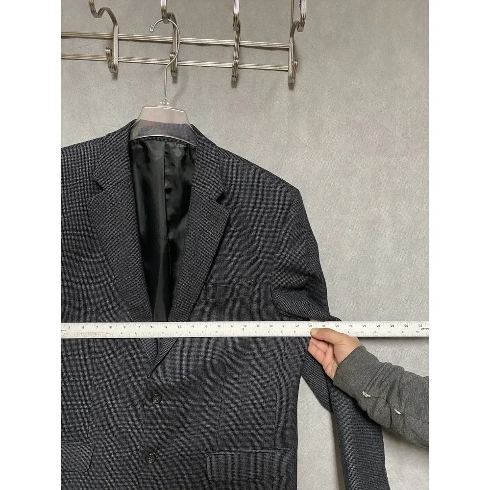 Chaps Blazer Men 44L Gray Blue Nailhead Wool Flannel Coat‎ Ralph Lauren Luxury